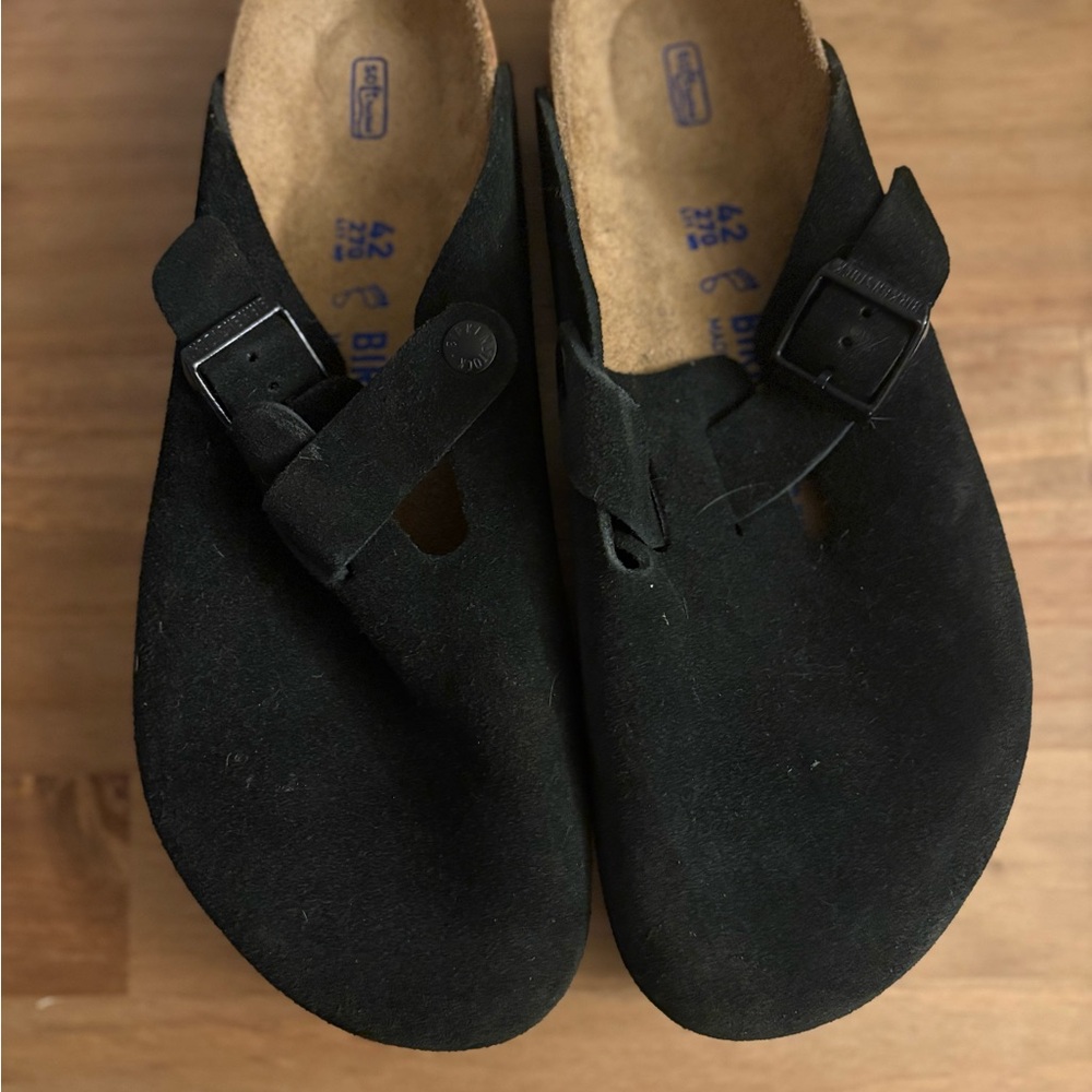 Birkenstock Boston Clog Black, Suede Leather Like New
